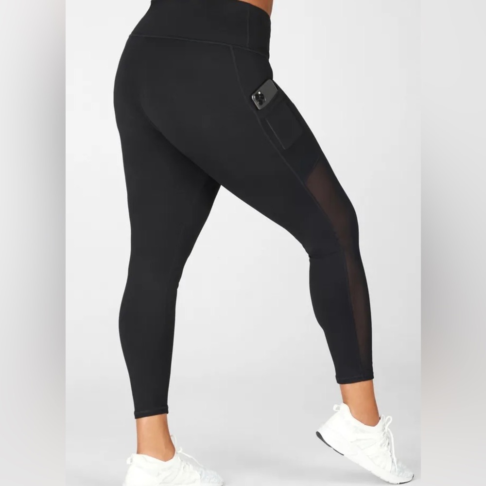 Fabletics On-the-Go Pocket High-Waisted Mesh Legging Capri - Black S NWT - Picture 4 of 8